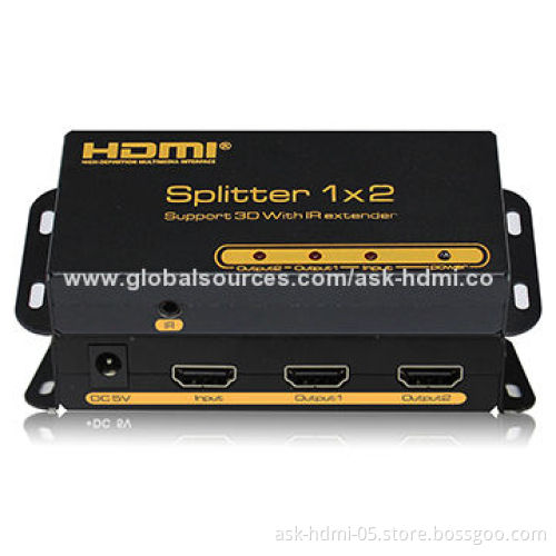 HDMI Splitter 1 x 2 with IR Extender/IR Injector, Supports 3D